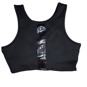 Kendall & Kylie Glossy Racing Stripe Black Sports Bra Size S